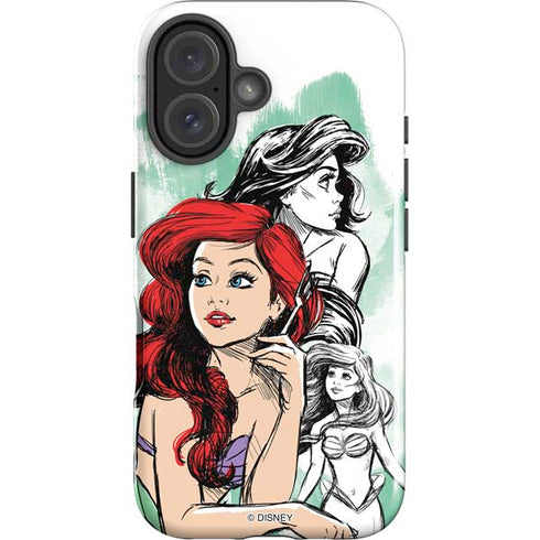 Disney Princess Ariel Sketch Art iPhone 16 Plus Impact Case